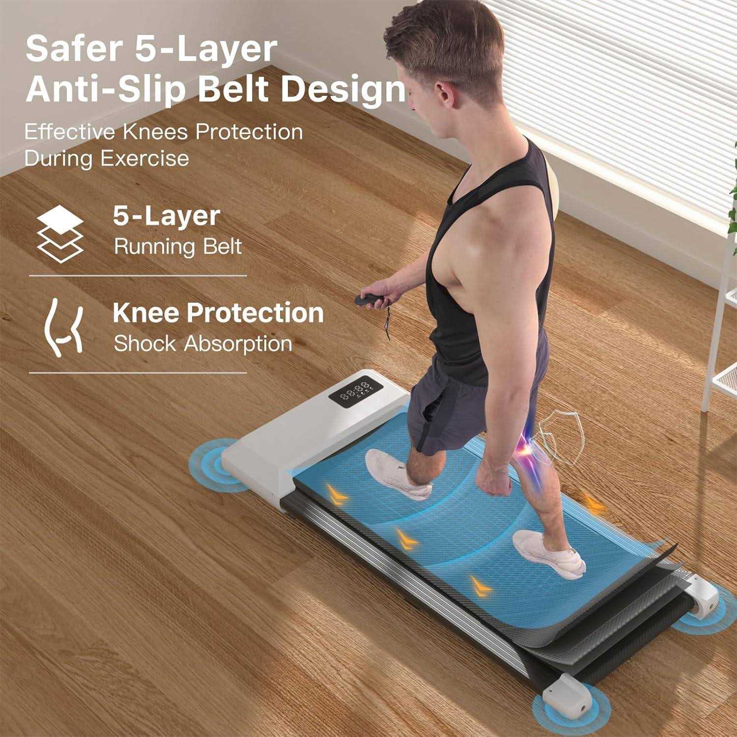 Dpforest Walking Pad, 0.6-3.8 mph, 2 in 1 Under Desk Treadmill with 300lbs Capacity, Installation-Free Walking and Jogging Machine for Home
