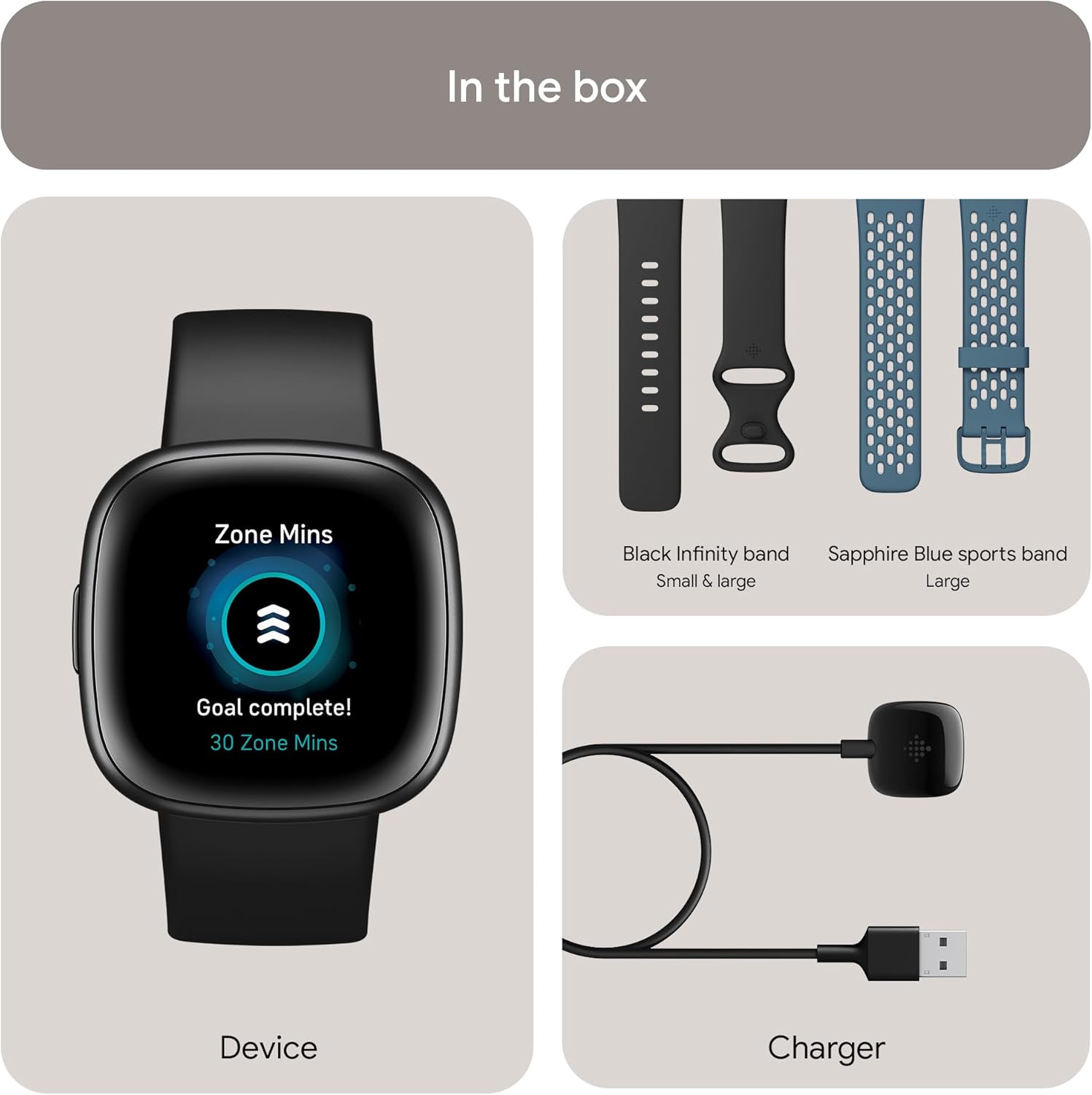 Fitbit Versa 4 Fitness Smartwatch with Daily Readiness, GPS, 24/7 Heart Rate, 40+ Exercise Modes, Waterfall Blue/Platinum