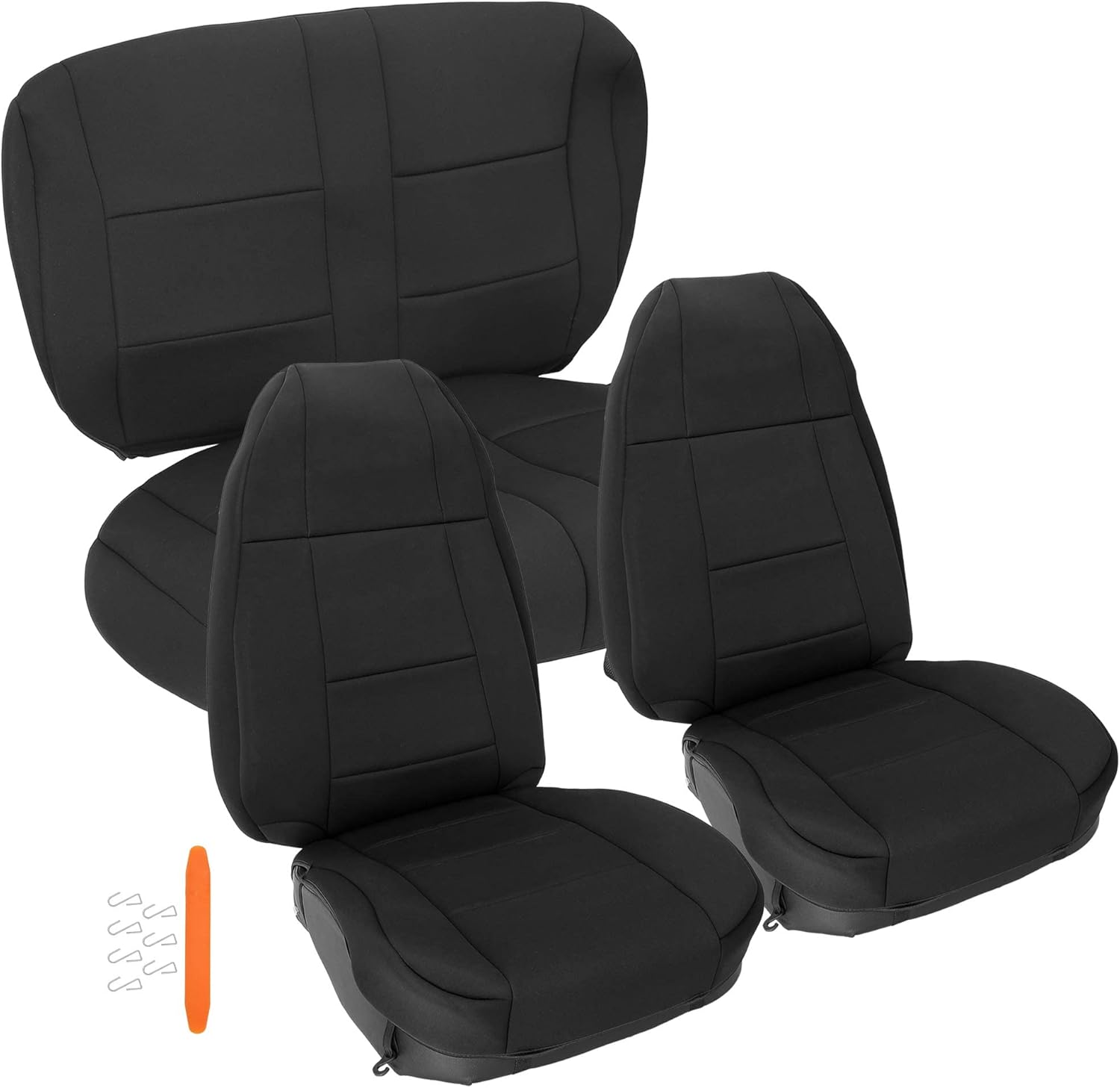HECASA Black Cloth Front and Rear Seat Covers Set Compatible with 1991-1995 Jeep Wrangler YJ