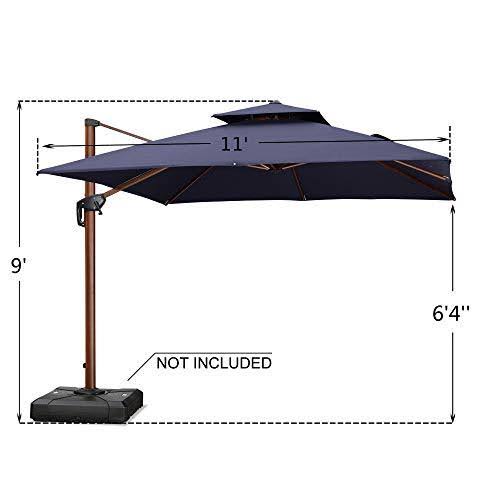 Purple Leaf 11 Feet Wood Pattern Square Cantilever Patio Umbrella