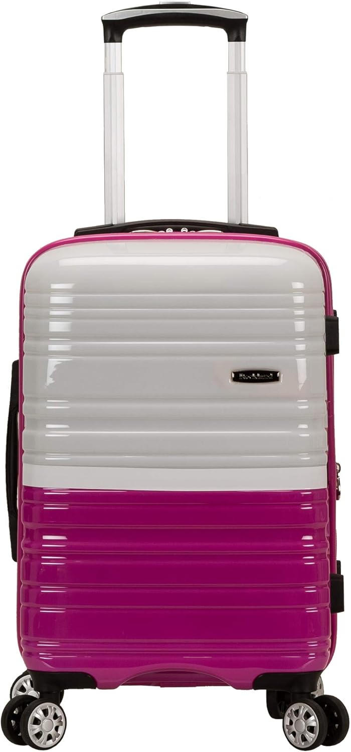 Rockland Melbourne Hardside Expandable Spinner Wheel Luggage, 2TONEWHITE, 2 Piece (20"/28")