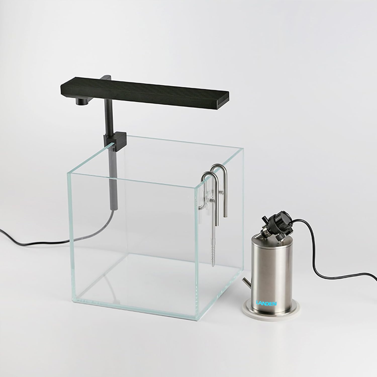 LANDEN PURA 50 Mini External Canister Filter for Aquarium System, up to 5 Gallon, Stainless Steel Aquarium Canister with Water Pump