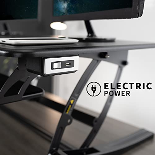VIVO 36 inch Electric Height Adjustable Stand Up Desk Converter, VE Series, Sit to Stand Tabletop Dual Monitor Riser with USB Port, Black, DESK-V000VE