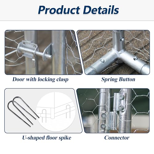 COVERONICS Metal Chicken Coop Run - Outdoor Large Chicken Coop with Waterproof Cover and Security Lock
