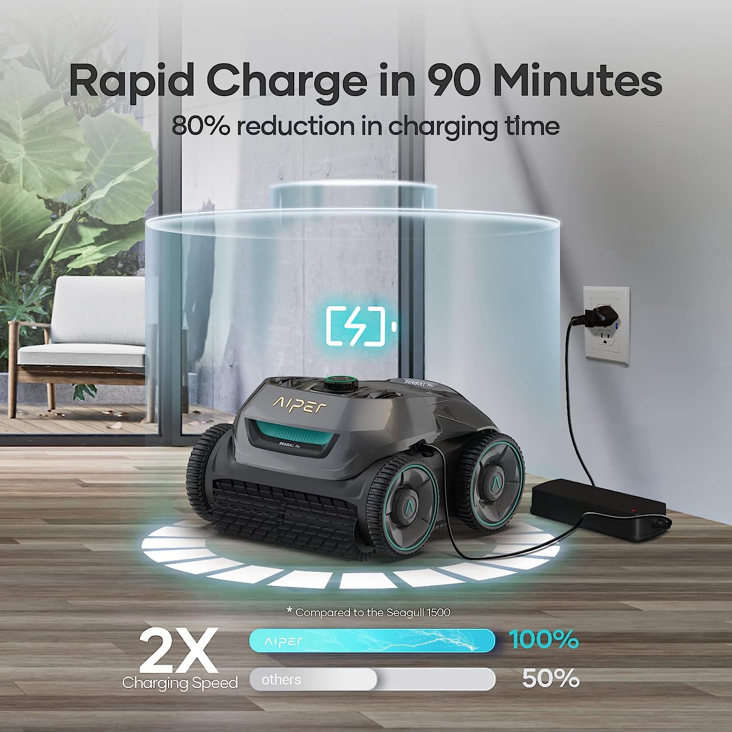 (2023 Upgrade) AIPER Seagull Pro Cordless Robotic Pool Cleaner, Wall Climbing Pool Vacuum Lasts up to 180 Mins, Quad-Motor System, Smart Navigation
