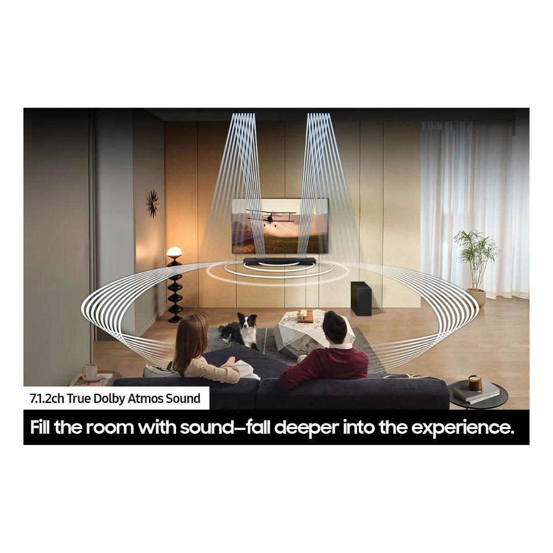 Samsung Q-series 7.1.2 ch. Wireless Dolby ATMOS Soundbar Q900C with Q-Symphony, SpaceFit Sound Pro, and Acoustic Lens Subwoofer
