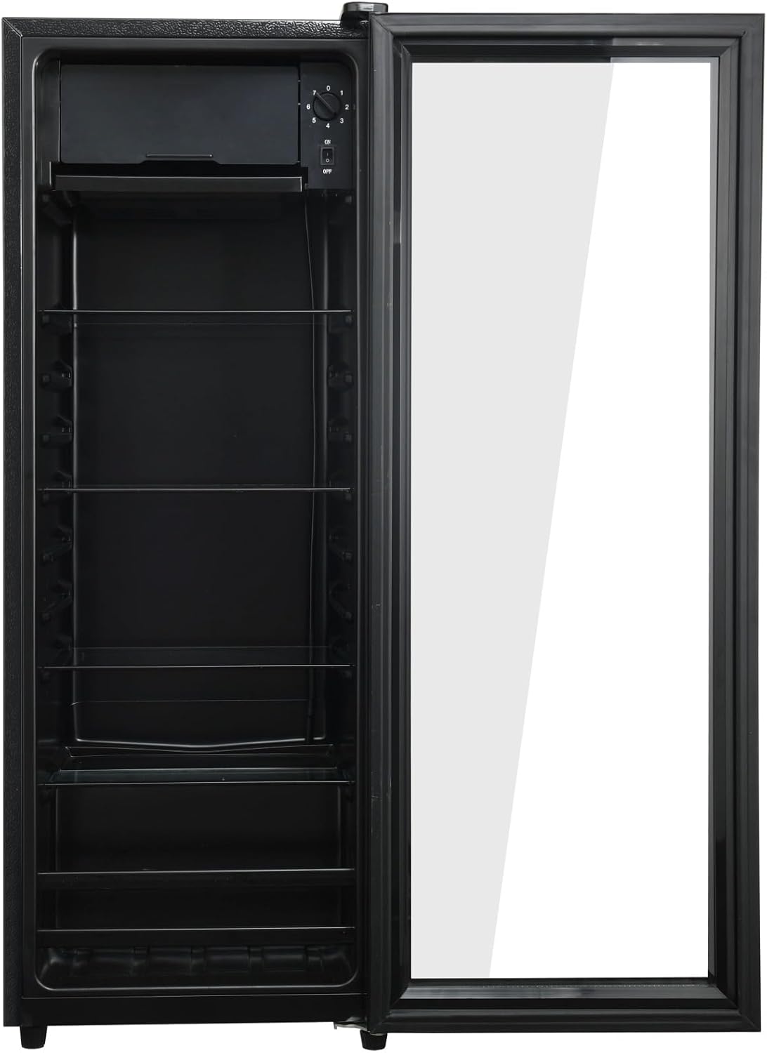 4.5 Cu.Ft Beverage Refrigerator - Mini Fridge with Freezer, Holds 160 Cans, Glass Door, Drink/Wine/Beer Cooler for Office, Bar, Bedroom
