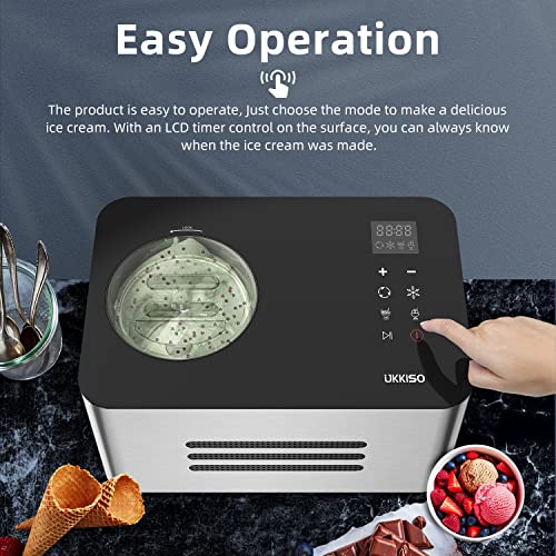 UKKISO Ice Cream Maker for Home: 1.6 Quart Automatic Ice Cream Maker Machine with 4 Mode