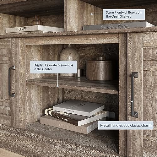 BELLEZE Modern 48" Farmhouse Wood TV Stand & Media Entertainment Center Console Table for TVs up to 50 Inch with Open Storage Shelves & Cabinets