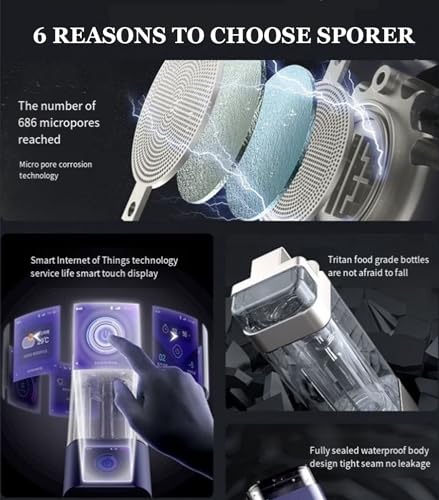 2000-9000ppb Hydrogen Rich Water Bottle Generator, 350ml Portable Hydrogen Water Cup, Chargeable Ionized Water Generator, Smart Touch Display