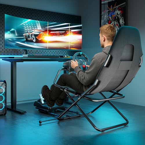 ARES WING Foldable Racing Simulator Cockpit, Racing Wheel Stand with Seat, Formula and GT Sim Racing Cockpit Compatible with Fanatec, Thrustmaster