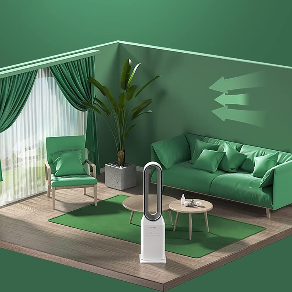 WYH Pedestal Fan Oscillating with Remote Built-in 12 Speed Settings Air Purification Floor Bladeless Fan for Bedroom Quiet Fan