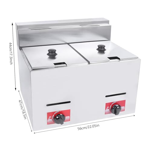 LPG Gas Deep Fryer Commercial Countertop Deep Gas Fryer Natural Gas Food Warmer Stainless Steel for French Fries Restaurant Home Kitchen