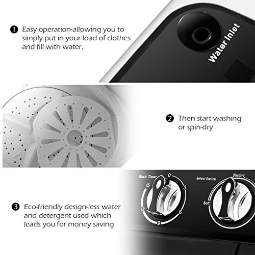 Giantex Portable Compact 13 Lbs Mini Twin Tub Washing Machine Washer Spin Dryer