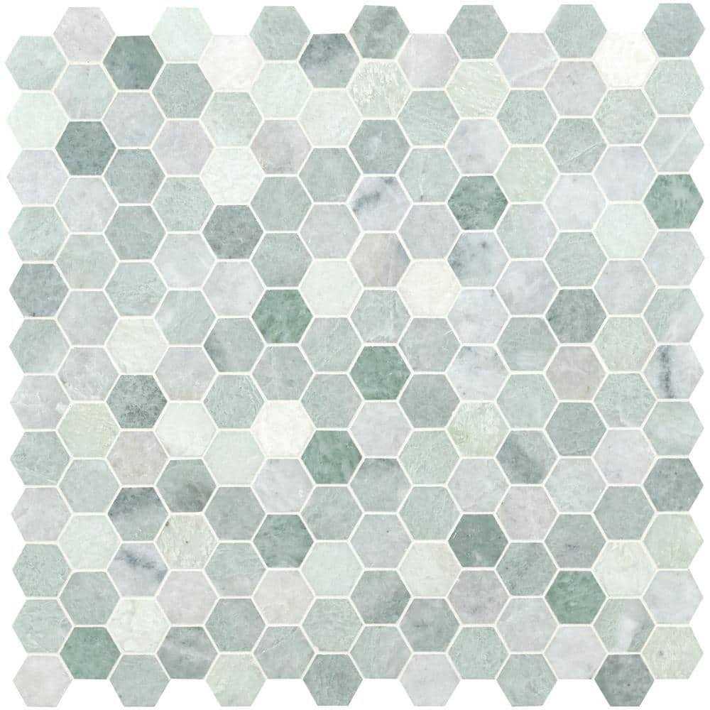 MSI Icelandic Green Hexagon 12 in. x Polished Marble Floor and Wall Tile