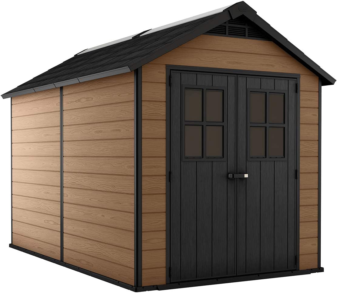 【Storage Shed】7.5&times;7 Large Resin Outdoor Storage Shed Kit &ndash; Perfect to Store Patio Furniture, Garden Tools