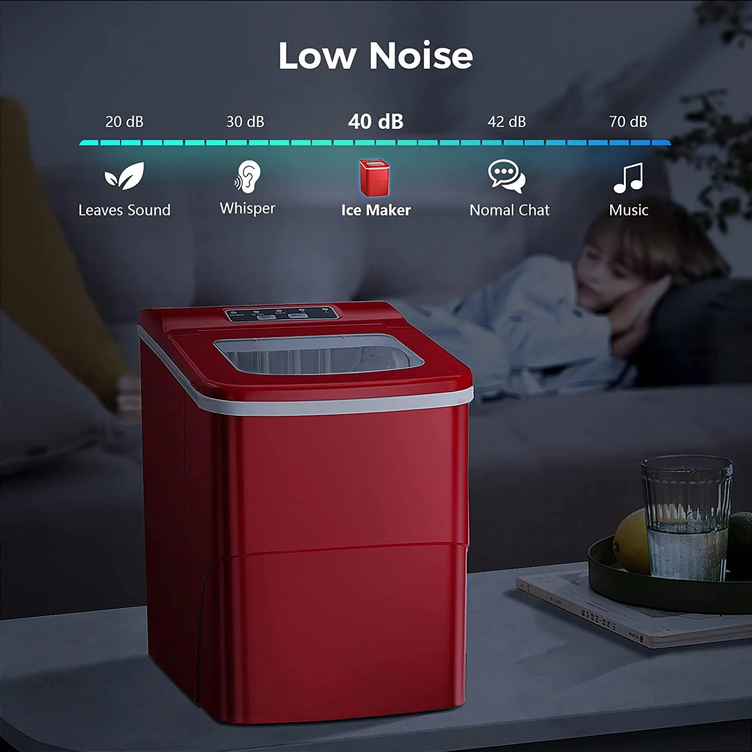 Countertop Ice Maker Machine, Portable Ice Makers Countertop, Make 26 lbs ice in 24 hrs, Ice Cube Rready in 6-8 Mins with Ice Scoop and Basket