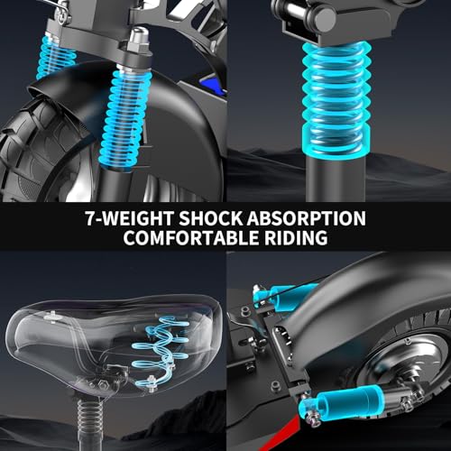 Electric Scooter with Seat for Adults, 800W E Scooter, 27 MPH & 35 Miles Range, 10" Tires, 48V 13AH Battery, Folding Design & Removable Seat