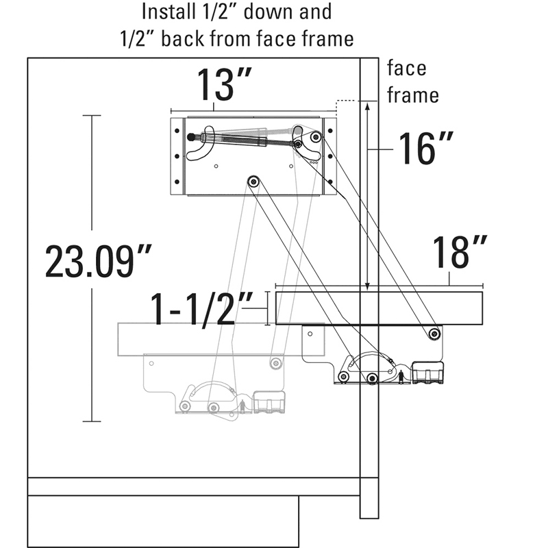 Knape and Vogt 24 in. H x 3 in. W x 13 in. D Steel Appliance Lift Cabinet