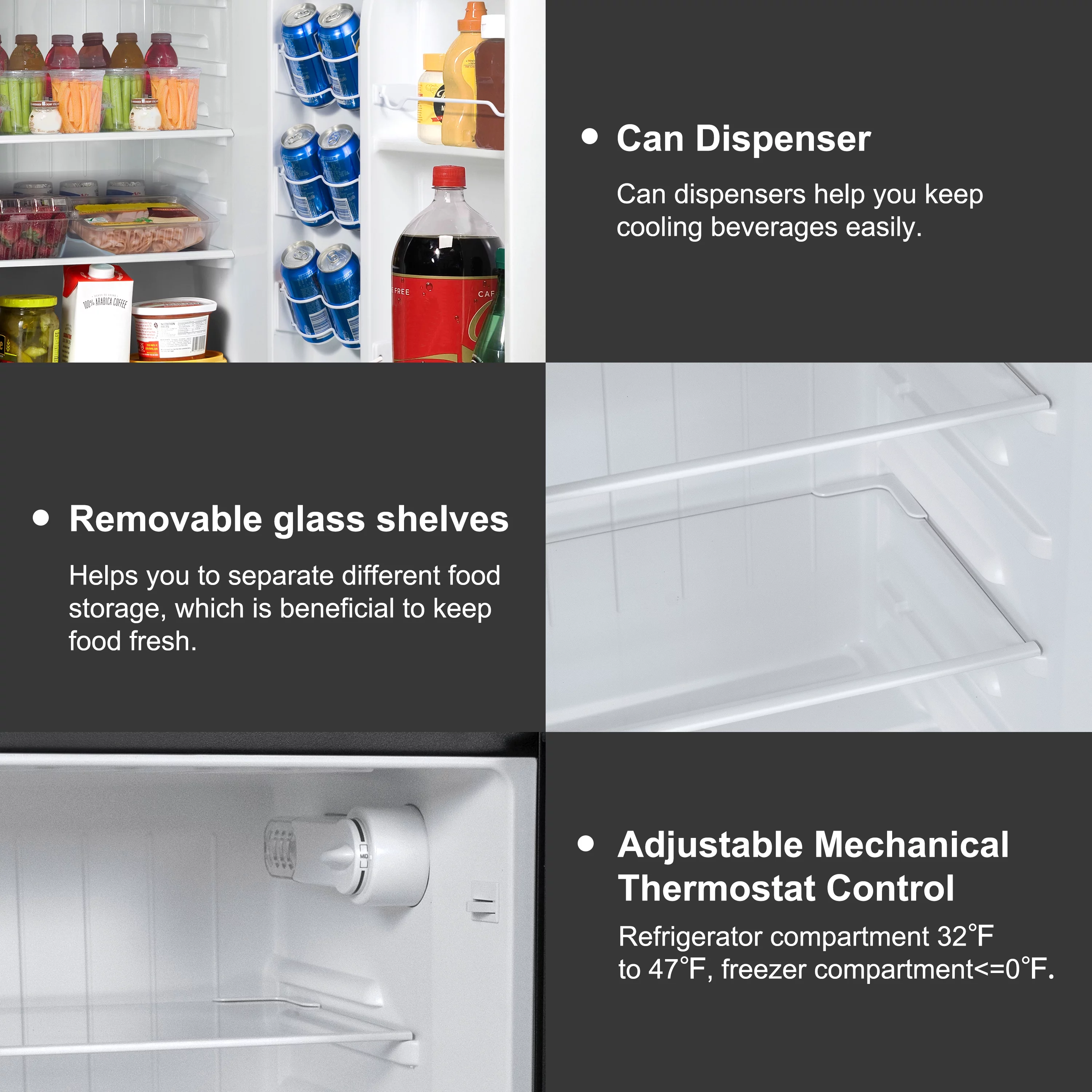 Galanz 4.6. Cu ft Two Door Mini Refrigerator with Freezer, Stainless Steel, New, Width 19.13"