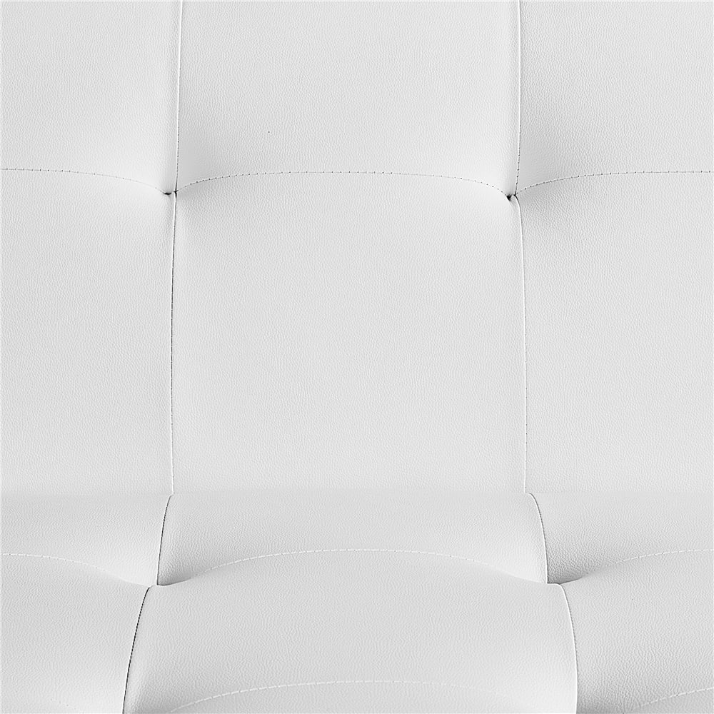 Easyfashion Convertible Faux Leather Futon Chaise Lounge, White