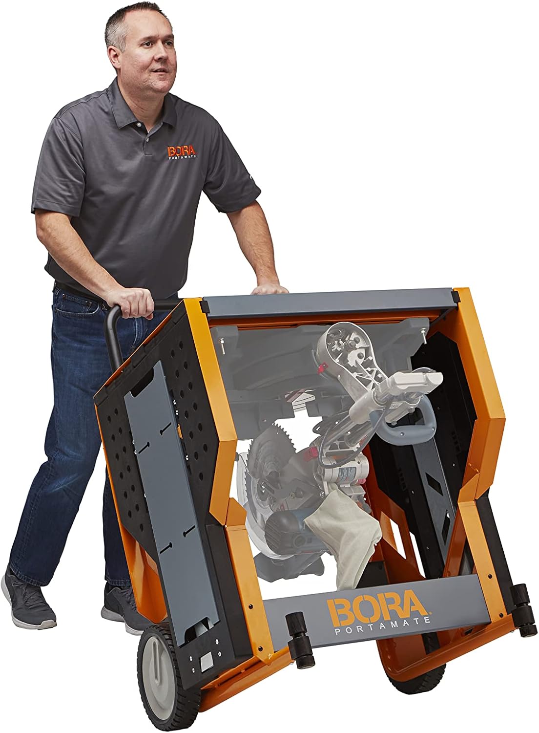 BORA Portamate PM-8000 Miter Saw Workstation and Adjustable Pedestal Roller