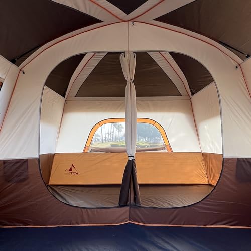 KTT Extra Large Tent 10-12-14 Person(Style-B),Family Cabin Tents,2 Rooms,3 Doors and 3 Windows with Mesh,Straight Wall,Waterproof,Double Layer