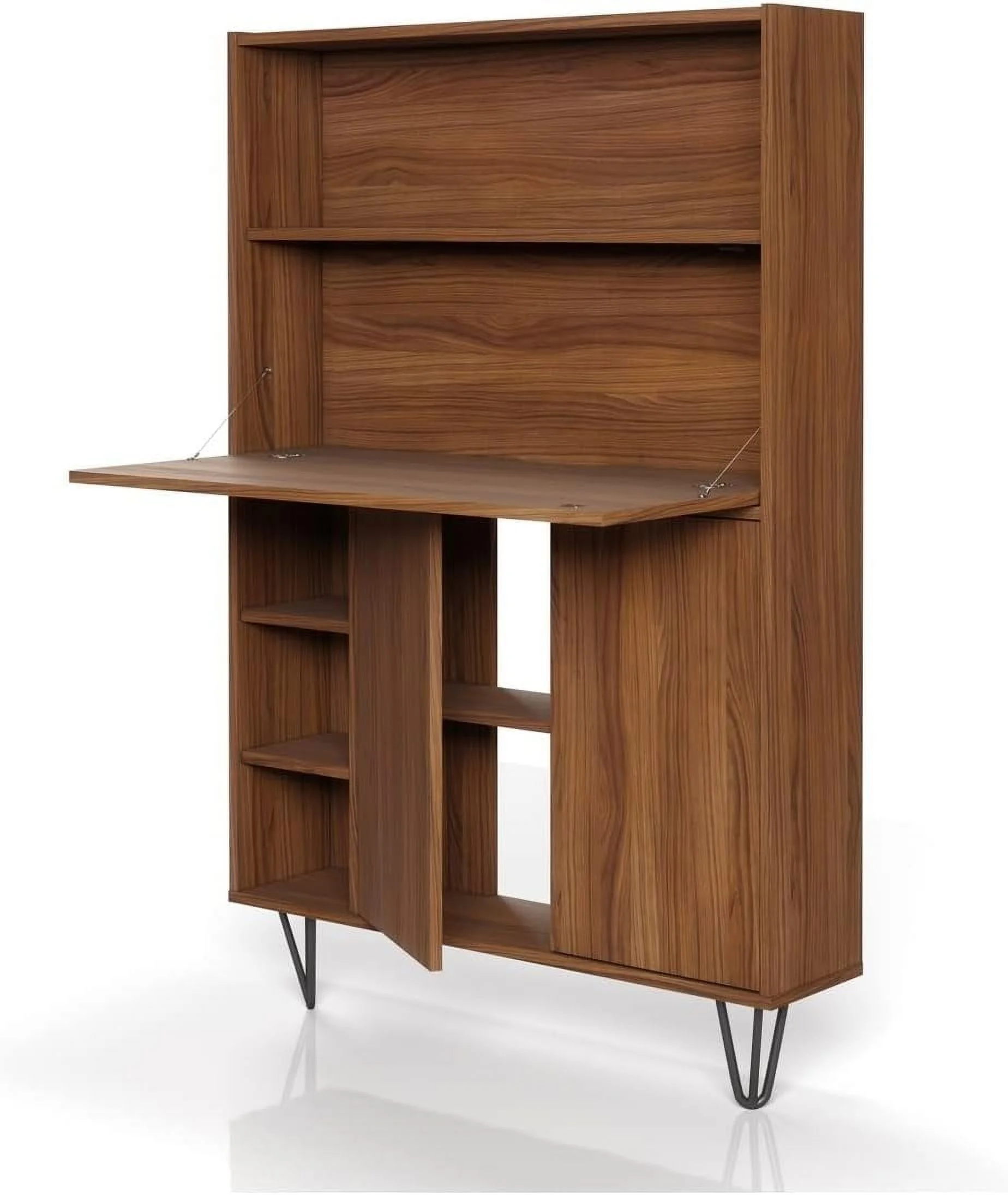 611031 Slim Bar Cabinet, Secretary Bookcase Desk With Storage
