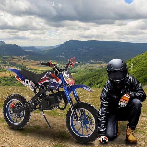 49cc Dirt Bike for Adults & Kids,Kids Dirt Bike Mini Dirt Bikes,2-Stroke Gas Power Motocross Off-Road, Mini Pit Bike with Front Rear Disc Brakes