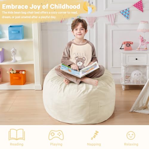 Bean Bag Chairs for Adults - Giant Bean Bag Chair Convertible Bean Bag Bed - Beanbag Chair with Micro Fiber Cover/Furniture Foam Filler