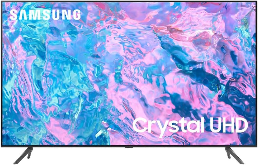 Samsung UN50CU7000 50 inch Crystal UHD 4K Smart TV (2023) Bundle with Monster TV Full Motion Wall Mount for 32"-70" with 6 Piece Sound Reactive
