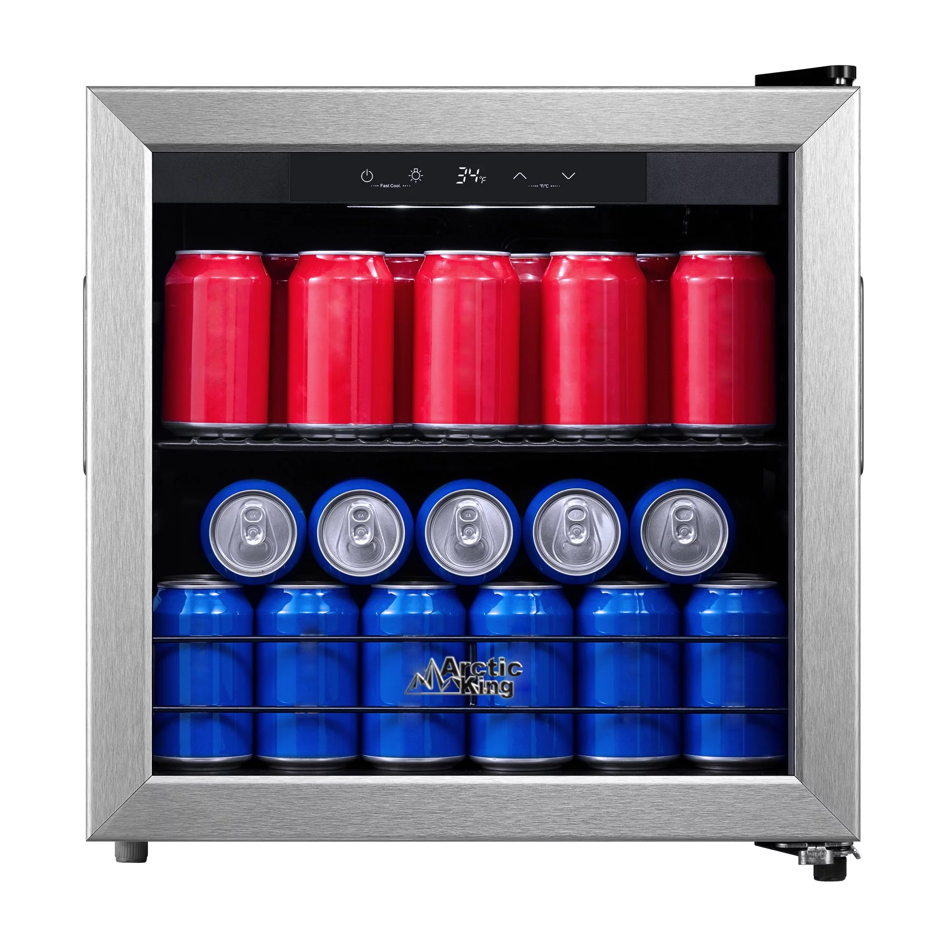 Arctic King 48-Can Beverage Fridge & Cooler with Electrical Control, Stainless Steel Look, ARV48B1AST