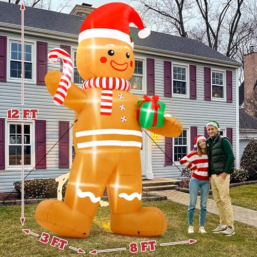 15FT Christmas Inflatables, Giant Inflatable Santa Claus Holding Gift Bags, Blow Up Christmas Santa Claus with 8pcs LED