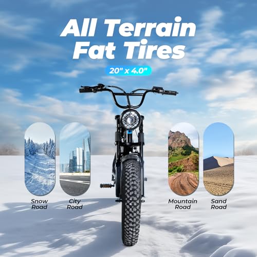 Fat Tire Electric Bike for Adults,1500W 32 Mph Top Speed Motorcycle Design Ebike, 48v 15.6AH 25-50 miles Long Range E Bike for Men and Women