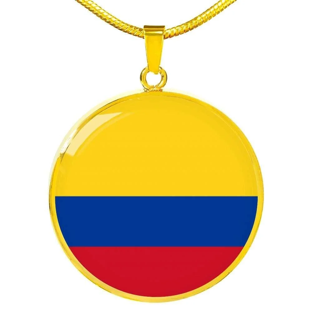 Colombia Flag Necklace Stainless Steel or 18k Gold 18-22"