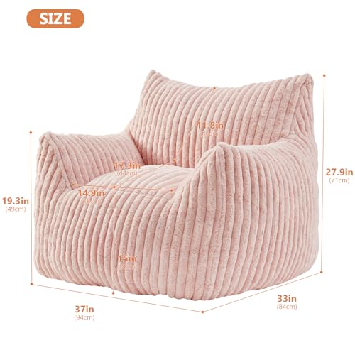 Giant Bean Bag Chairs for Adults with Filling Plush Fluffy Bean Bag Chairs for Teens with Armrests Comfy BeanBag Lazy Couch Sofa Chair for Bedroom