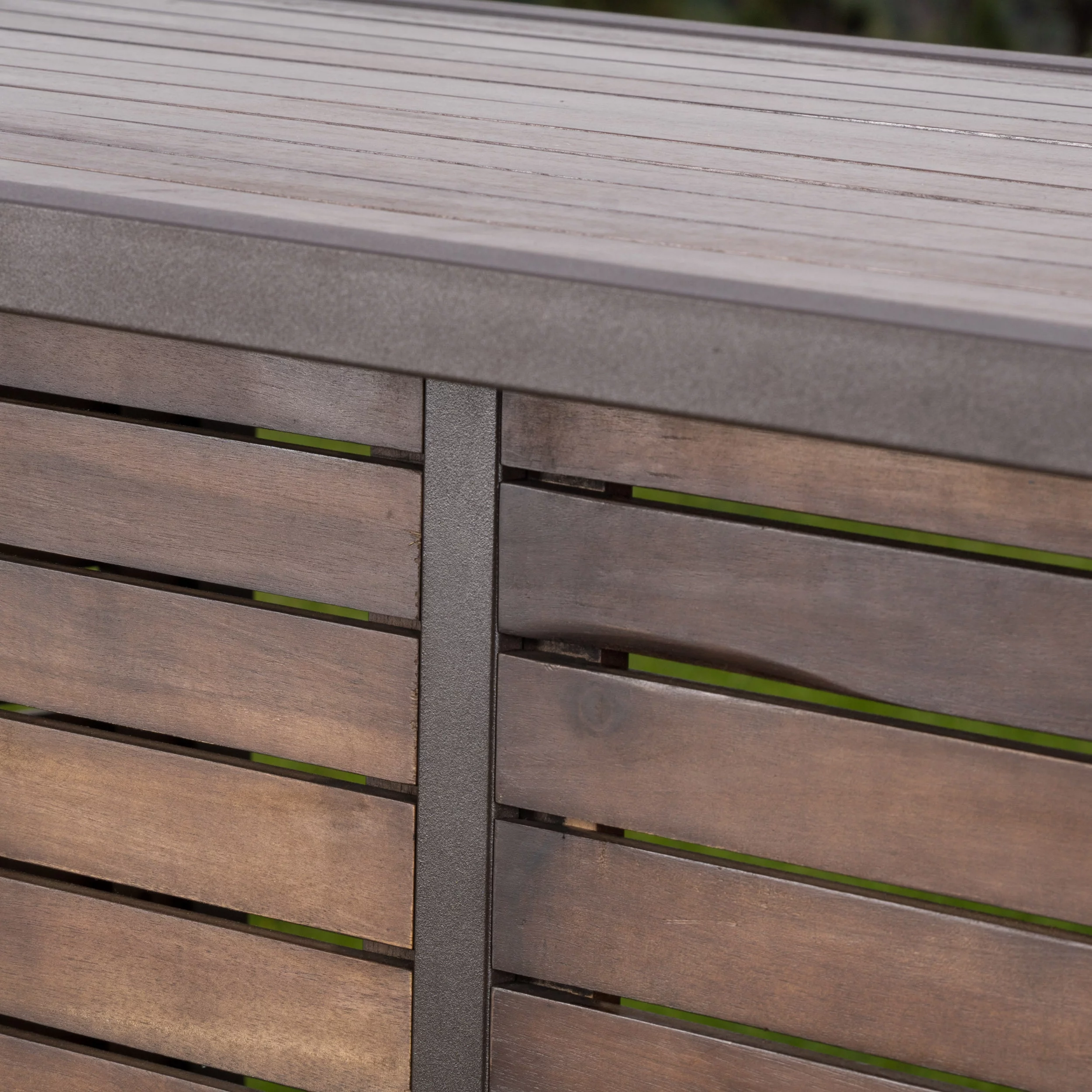 Ellis Outdoor 3 Piece Acacia Wood Bar Set, Dark Brown