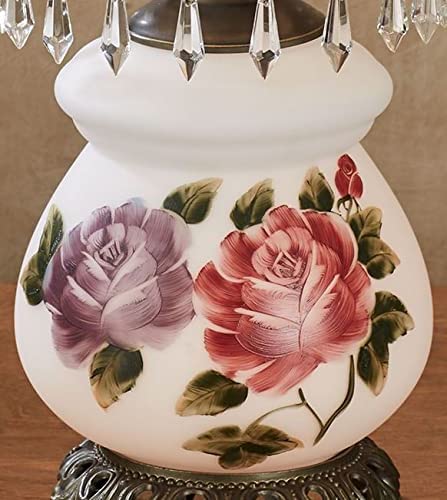 Touch of Class Abigail Hurricane Style Parlor Table Lamp - Antique Victorian Aesthetic - Painted by Hand - Floral Designs