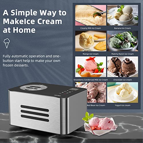 UKKISO Ice Cream Maker for Home: 1.6 Quart Automatic Ice Cream Maker Machine with 4 Mode