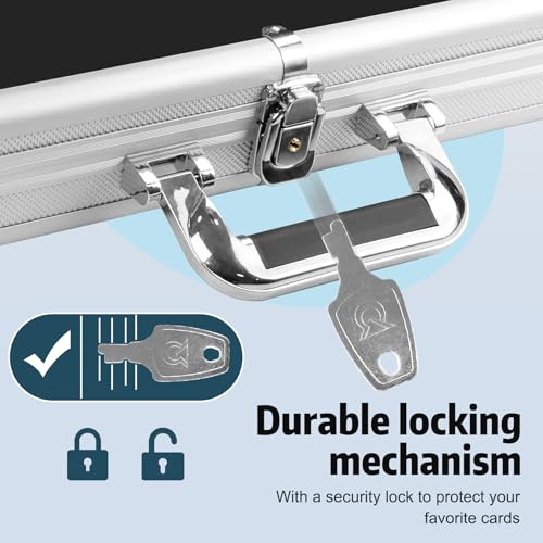Card Show Display Case Large Aluminum 34"x22", Lockable Trading Card Display Case with Handle, Sports Card/TCG/Jewelry Display Box - Silver