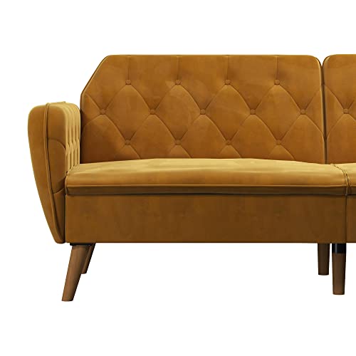 Novogratz Tallulah Memory Foam Futon, Convertible Couch, Camel Faux Leather