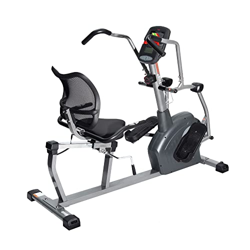 Sunny Health & Fitness Elite Recumbent Cross Trainer & Elliptical Machine with Arm Exercisers for Home Arm/Leg Training