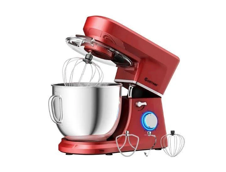 Costway Tilt-Head Stand Mixer 7.5 qt 6 Speed 660W with Dough Hook, Whisk u0026 Beater Black