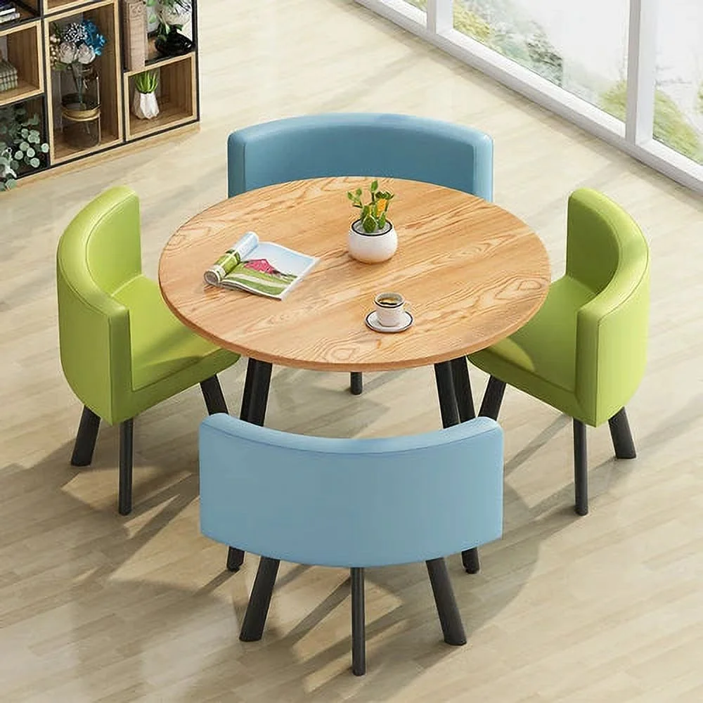 Dining Table Set 4 Chairs Office Reception Seat Suits Negotiation Table Casual Visitor Round Table Visitor Office Desk Chair Set