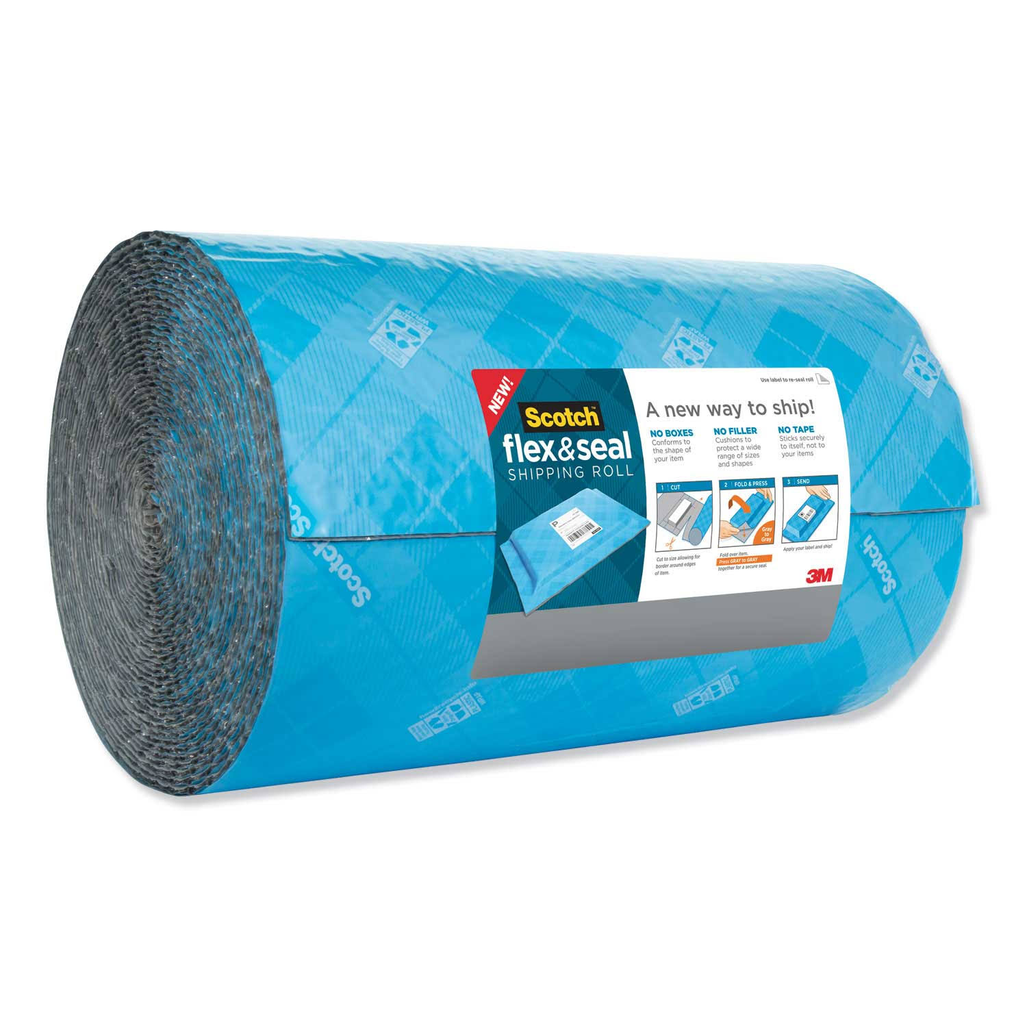 Scotch Flex and Seal Shipping Roll, 15x22 x 200 ft, Blue/Gray