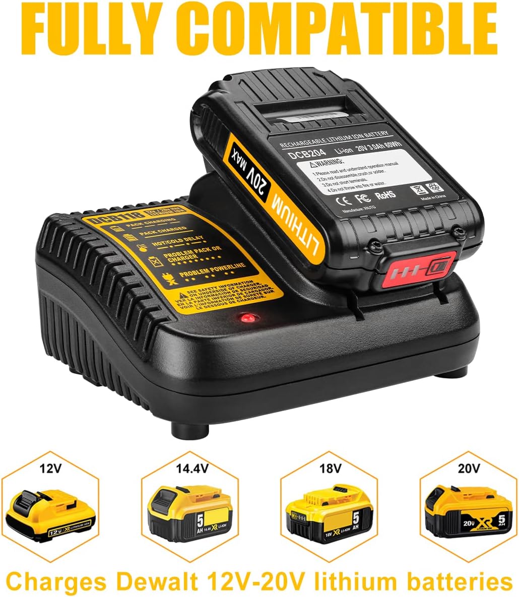 Energup 2Pack 20Volt Replacement Dewalt 20V Lithium Battery Charger Kit + DCB118 DCB112 Dewalt Battery Charger for Dewalt 20V Max XR 20V Battery