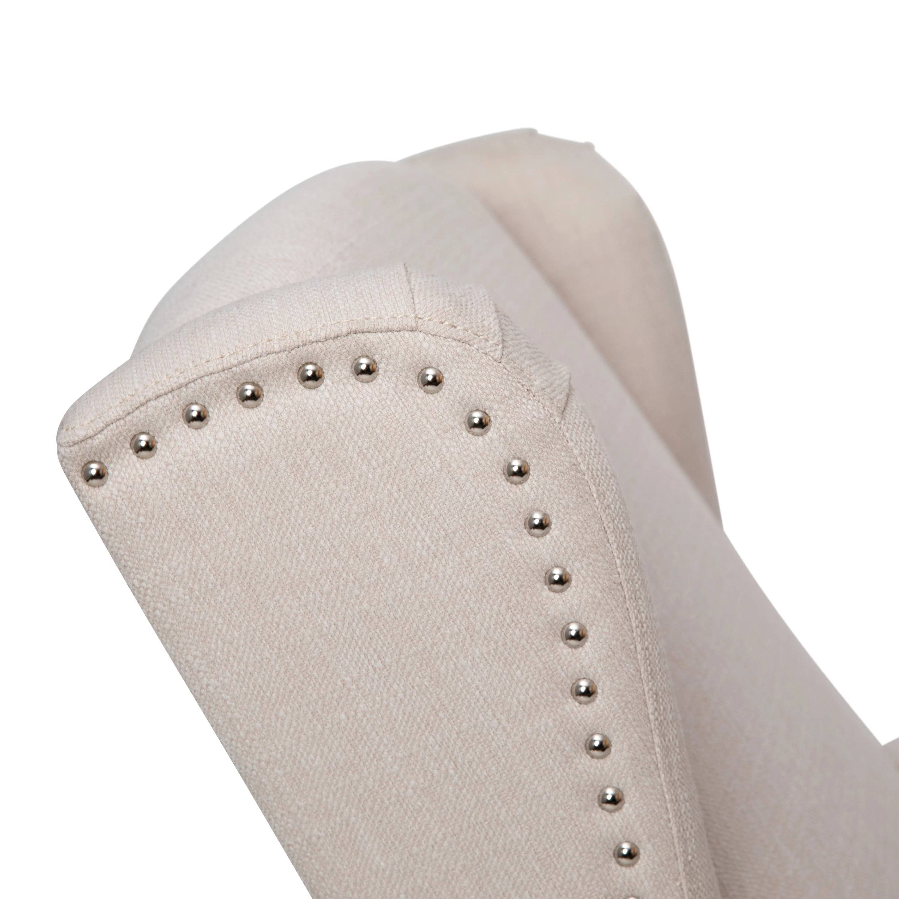 Merrick Lane Contemporary Pushback Recliner with Accent Nail Trim-Wingback Manual Recliner in Cream Fabric Upholstery