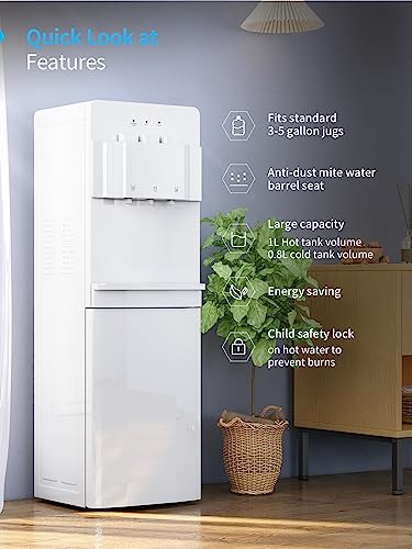 TABU Bottom Loading Water Cooler Dispenser, Hot & Cold Water Dispenser