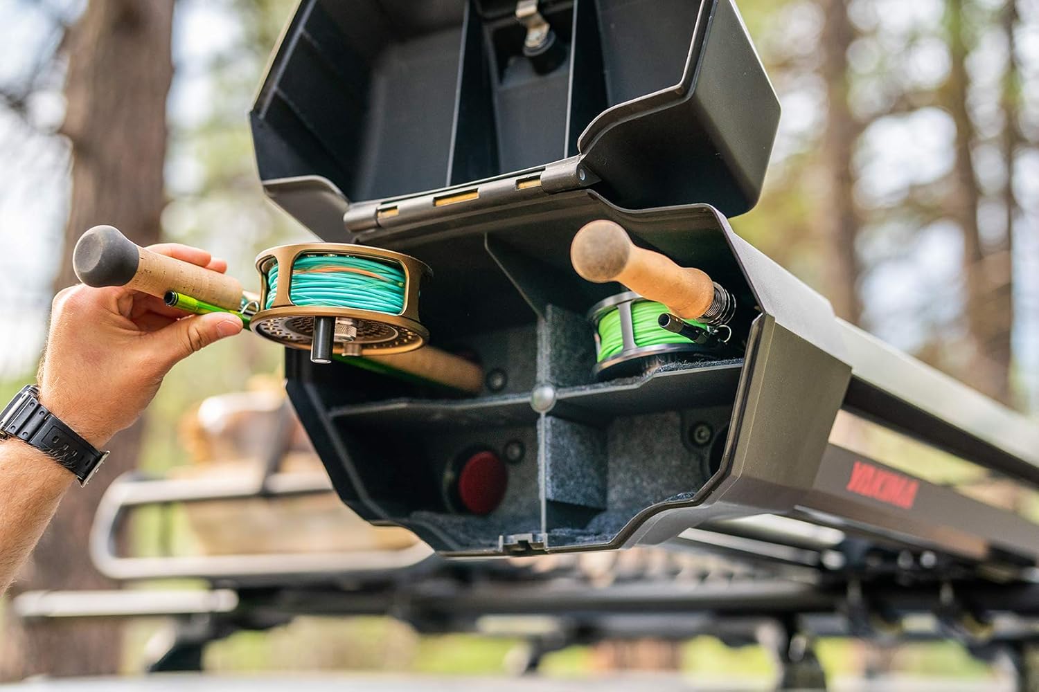 YAKIMA, DoubleHaul Rooftop Fly Rod Carrier, Carries 4 Fully-Rigged Fly Rods