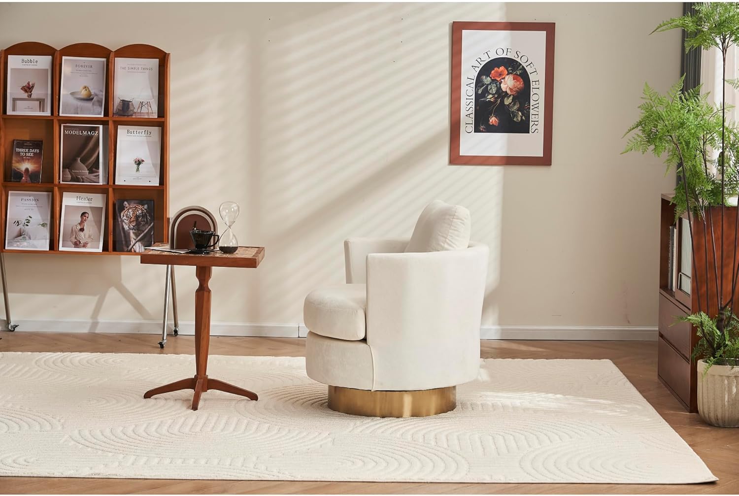 Velvet Swivel Barrel Chair, Swivel Accent Chairs Armchair for Living Room, Reading Chairs for Bedroom Comfy